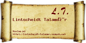 Lintscheidt Talamér névjegykártya
